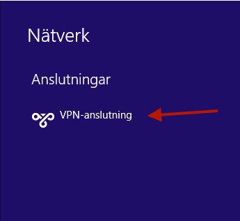 Klicka med vänster musknapp på "VPN-anslutning".